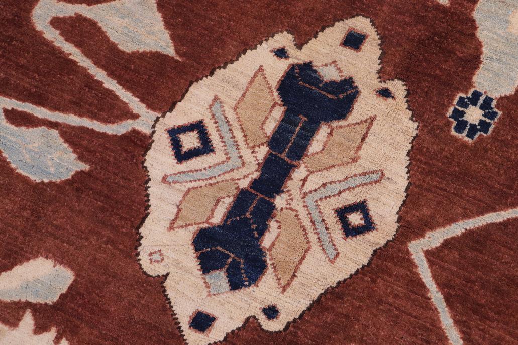 handmade Traditional Kafkaz Brown Lt. Blue Hand Knotted RECTANGLE 100% WOOL area rug 12 x 18