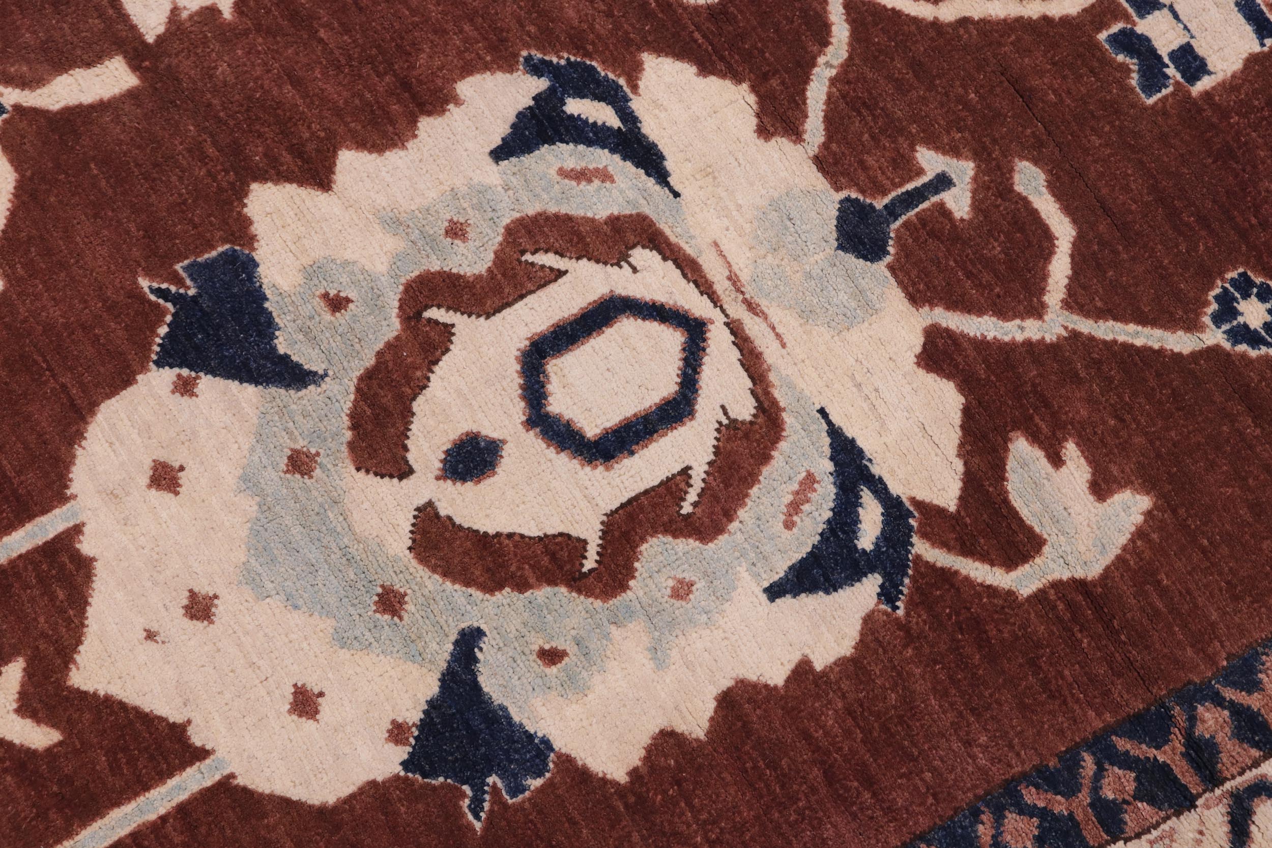 handmade Traditional Kafkaz Brown Lt. Blue Hand Knotted RECTANGLE 100% WOOL area rug 12x18