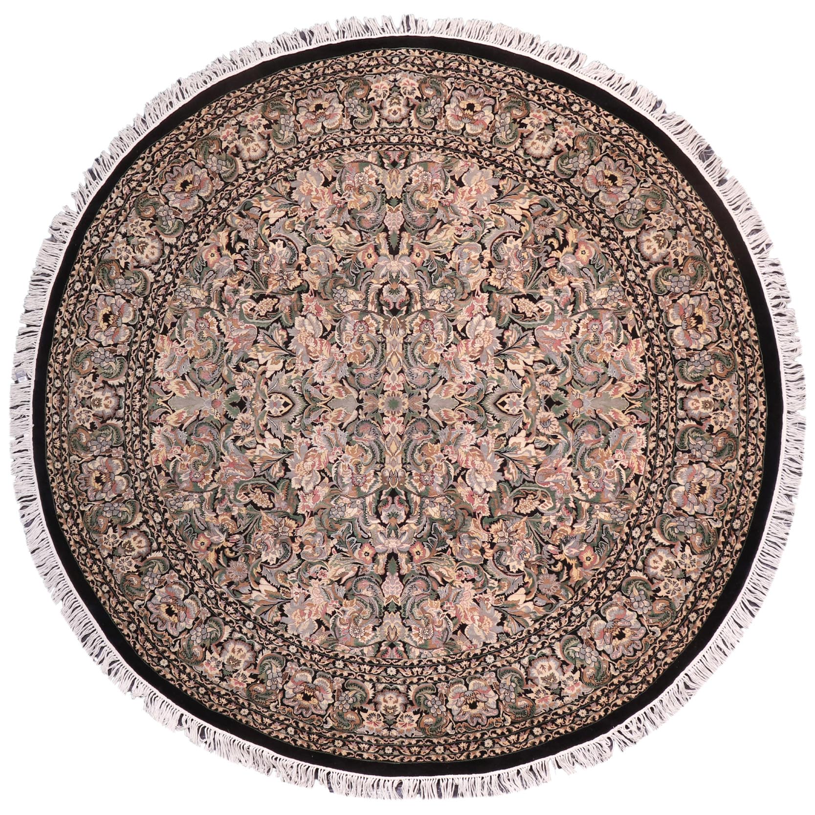 handmade Traditional Rimjim Black Gray Hand Knotted ROUND 100% WOOL area rug 9'x9'
