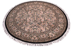 handmade Traditional Rimjim Black Gray Hand Knotted ROUND 100% WOOL area rug 9'x9'