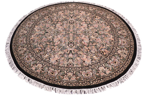 handmade Traditional Rimjim Black Gray Hand Knotted ROUND 100% WOOL area rug 9' x 9'