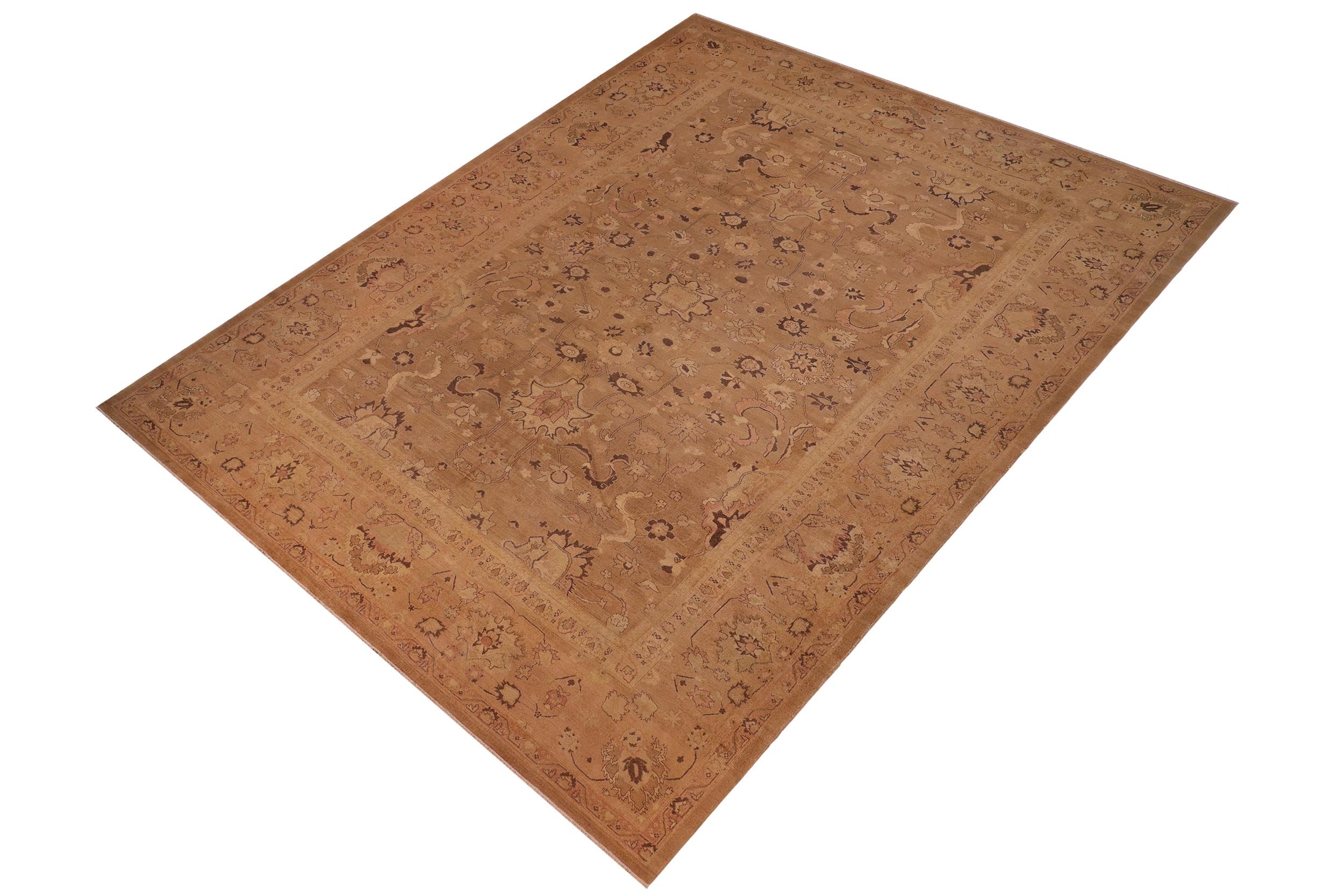 handmade Traditional Antique Brown Tan Hand Knotted RECTANGLE 100% WOOL area rug 13x17