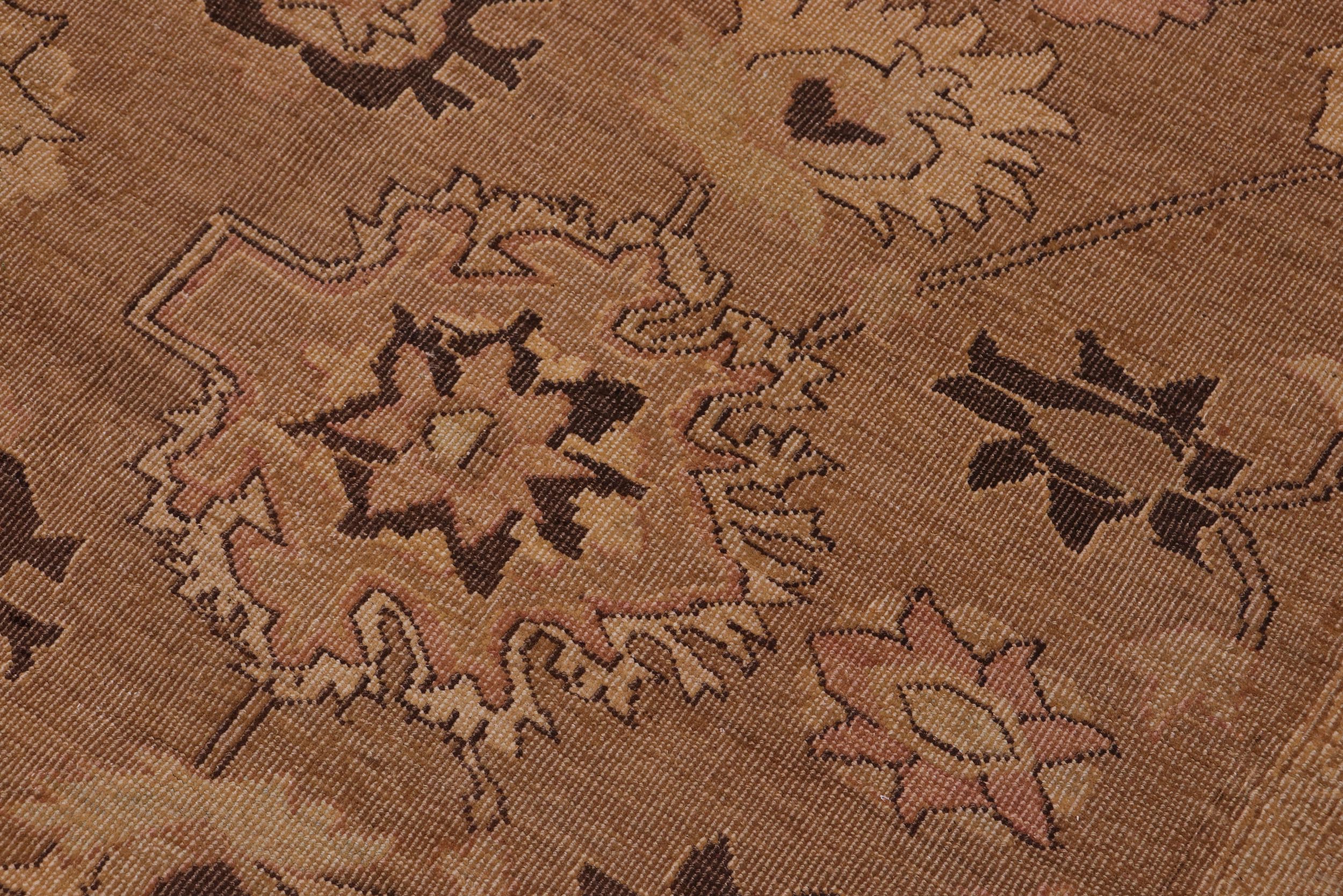 handmade Traditional Antique Brown Tan Hand Knotted RECTANGLE 100% WOOL area rug 13x17
