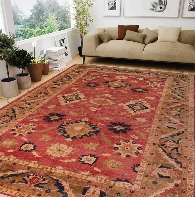 handmade Traditional Kafkaz Rust Olive Green Hand Knotted RECTANGLE 100% WOOL area rug 12 x 18