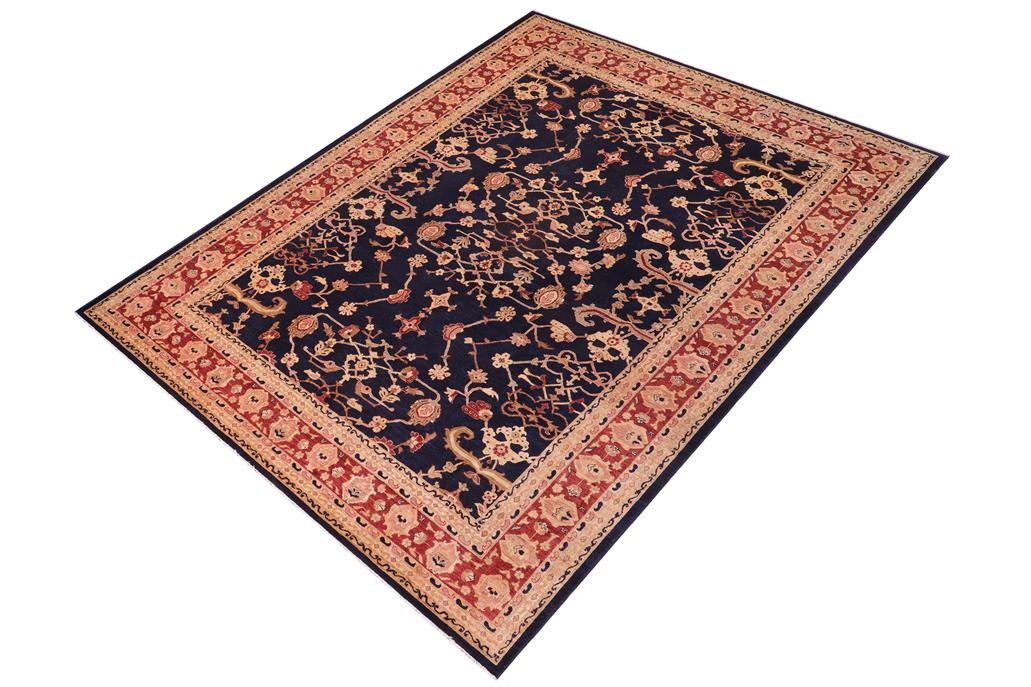 handmade Traditional Kafkaz Blue Red Hand Knotted RECTANGLE 100% WOOL area rug 12 x 16