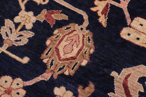 handmade Transitional Kafkaz Blue Red Hand Knotted RECTANGLE 100% WOOL area rug 12' x 16'