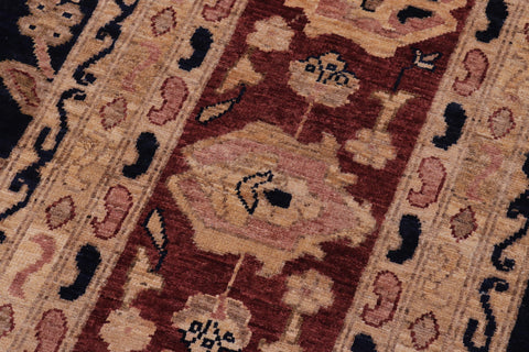handmade Transitional Kafkaz Blue Red Hand Knotted RECTANGLE 100% WOOL area rug 12' x 16'