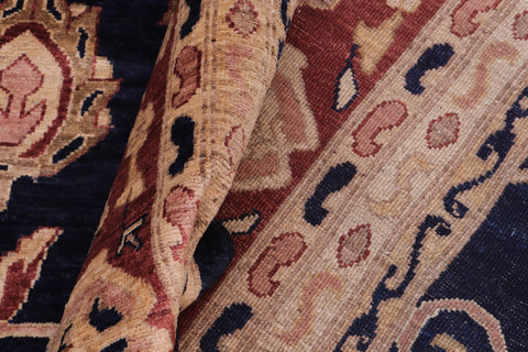 handmade Transitional Kafkaz Blue Red Hand Knotted RECTANGLE 100% WOOL area rug 12' x 16'