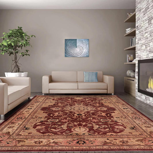 handmade Traditional Kafkaz Aubergine Tan Hand Knotted RECTANGLE 100% WOOL area rug 12' x 17'