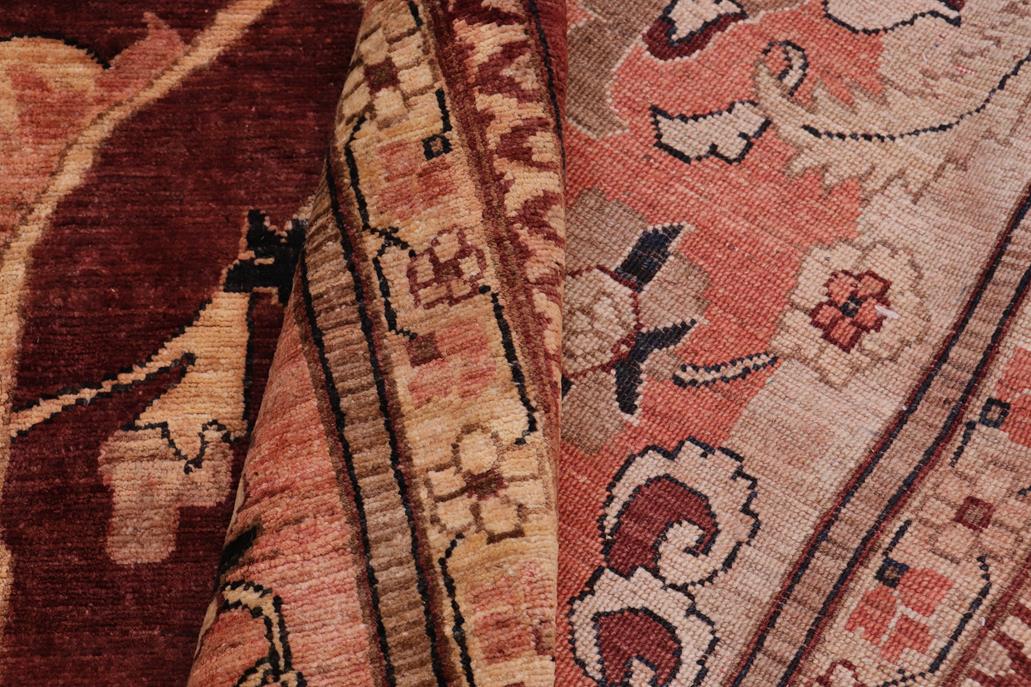 handmade Traditional  Aubergine Tan Hand Knotted RECTANGLE 100% WOOL area rug 12 x 17