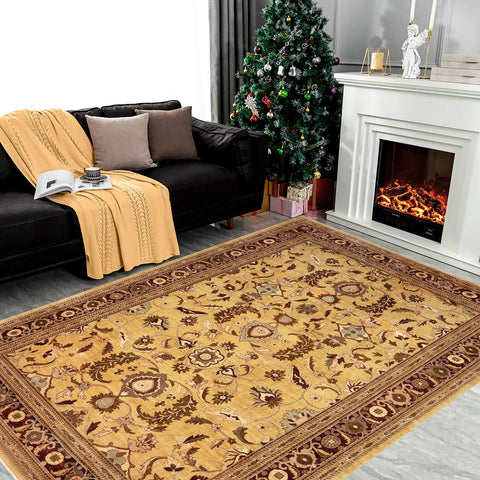 handmade Traditional Kafkaz Gold Red Hand Knotted RECTANGLE 100% WOOL area rug 13x17