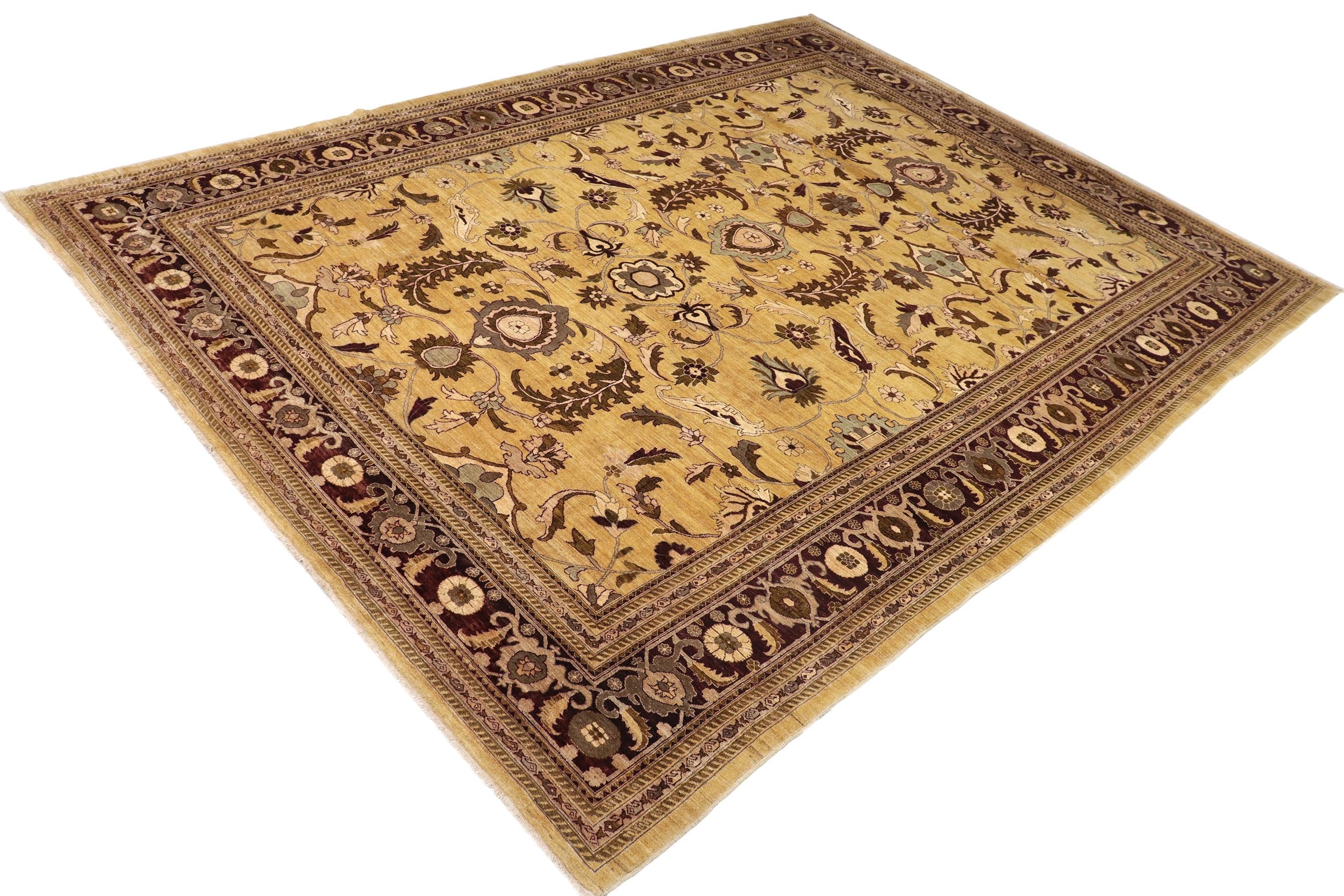 handmade Traditional Kafkaz Gold Red Hand Knotted RECTANGLE 100% WOOL area rug 13x17
