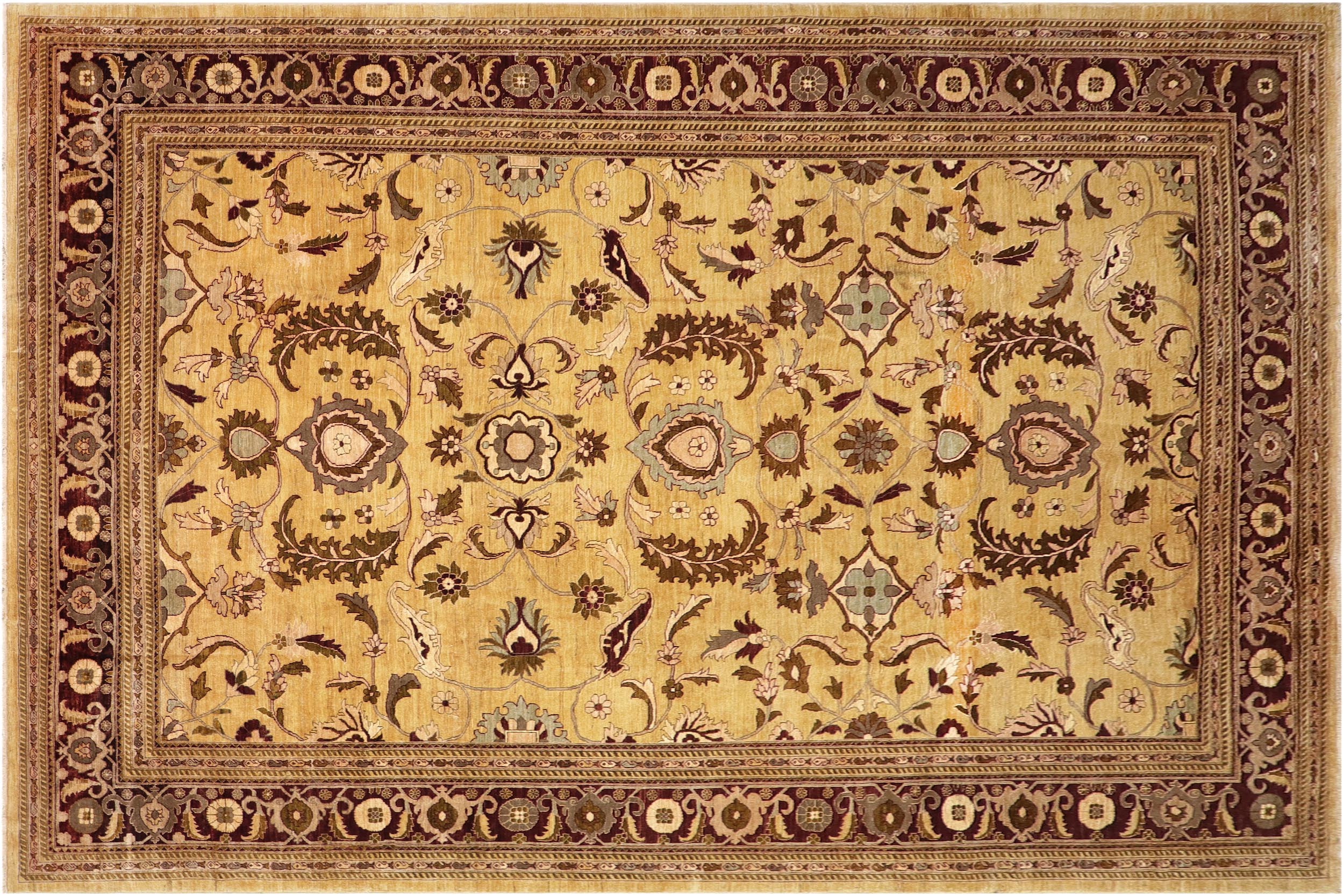 handmade Traditional Kafkaz Gold Red Hand Knotted RECTANGLE 100% WOOL area rug 13x17