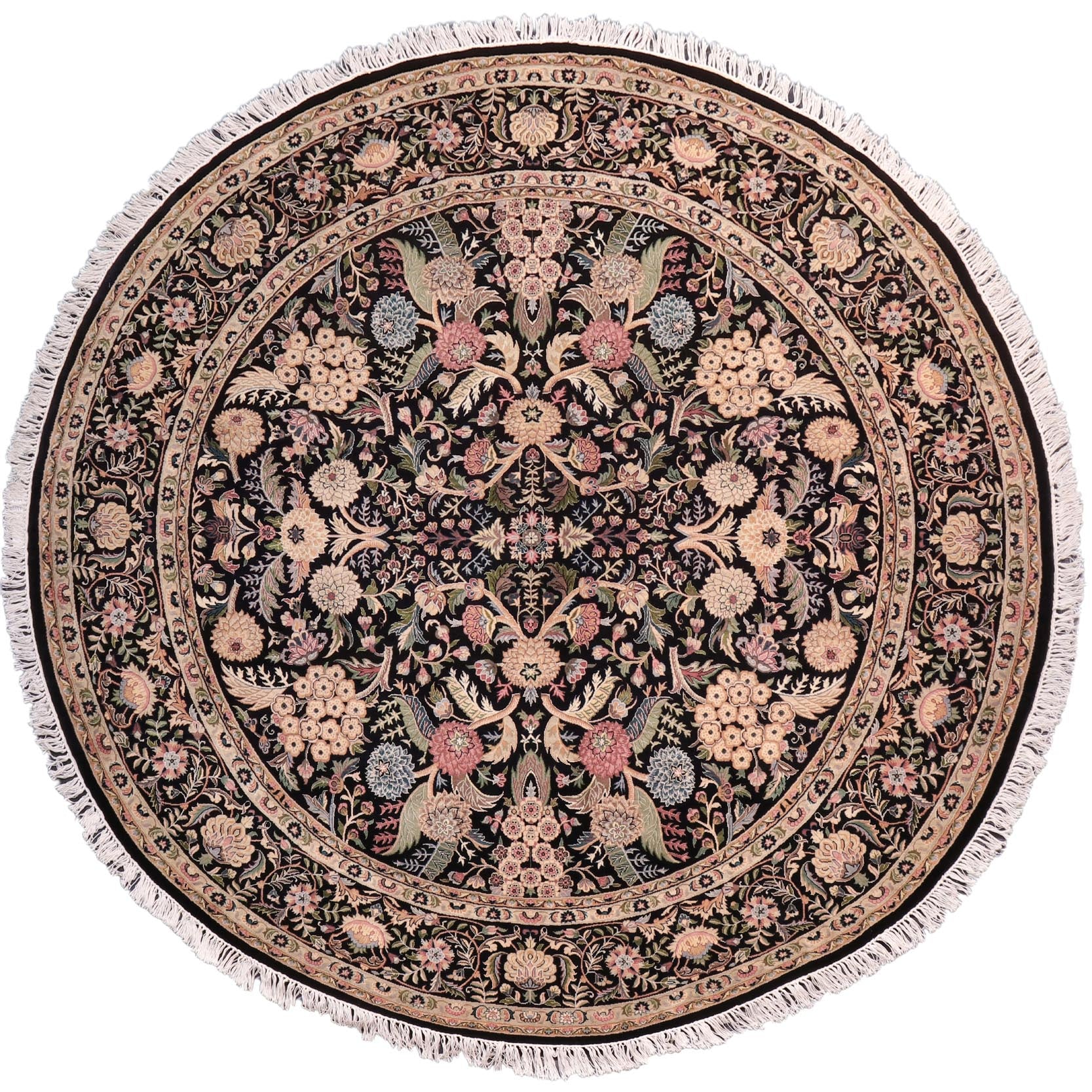 handmade Traditional Nagi Black Gold Hand Knotted ROUND 100% WOOL area rug 8' x 8'