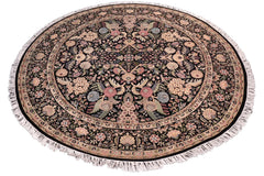 handmade Traditional Nagi Black Gold Hand Knotted ROUND 100% WOOL area rug 8'x8'
