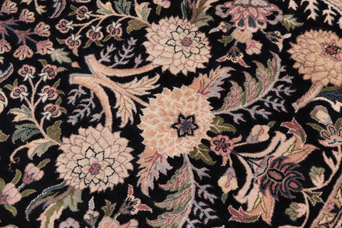 handmade Traditional Nagi Black Gold Hand Knotted ROUND 100% WOOL area rug 8' x 8'