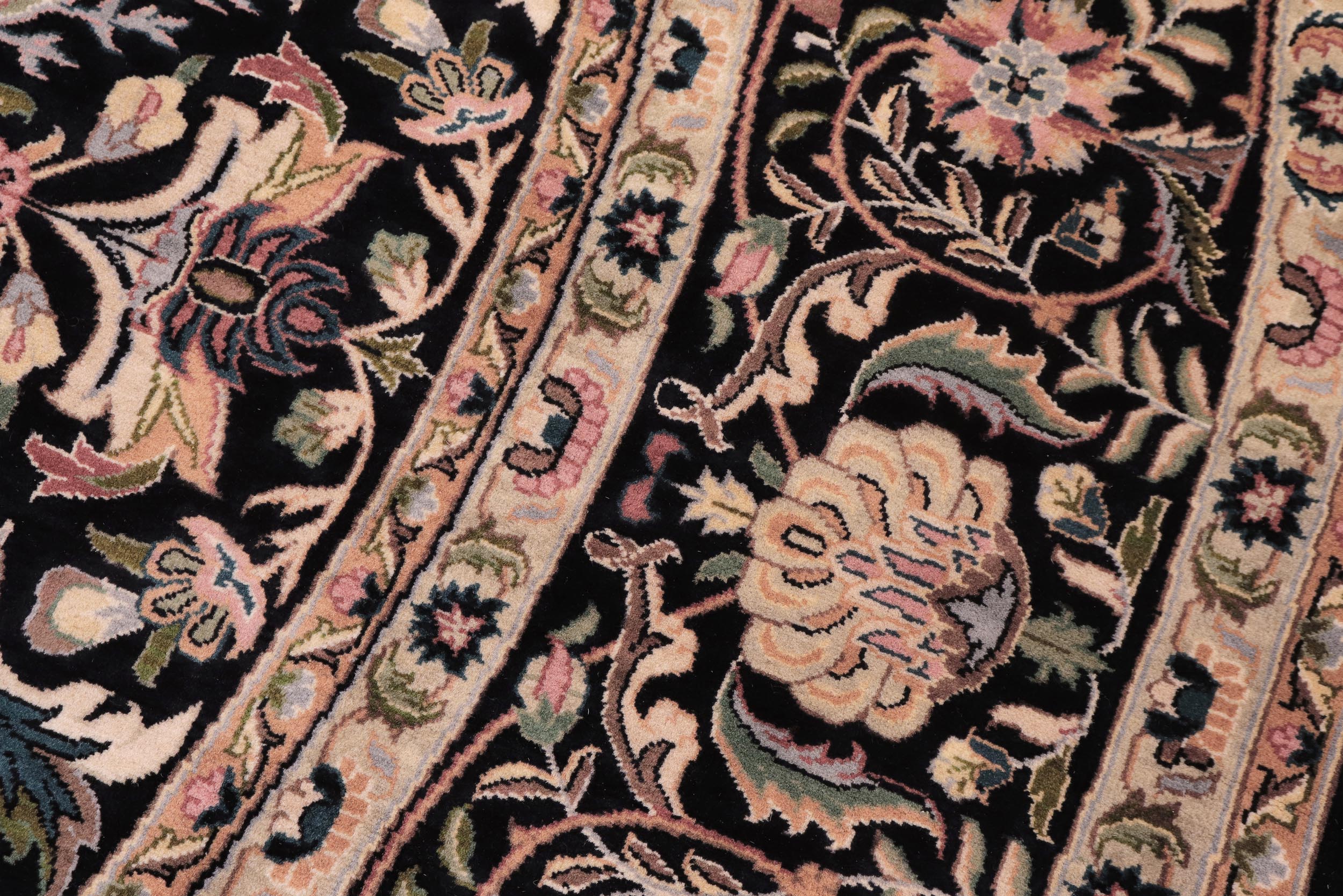 handmade Traditional Nagi Black Gold Hand Knotted ROUND 100% WOOL area rug 8' x 8'