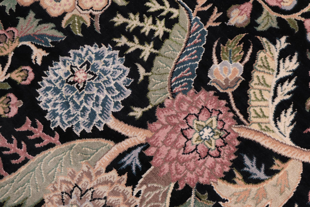 handmade Traditional Nagi Black Gold Hand Knotted ROUND 100% WOOL area rug 8'x8'