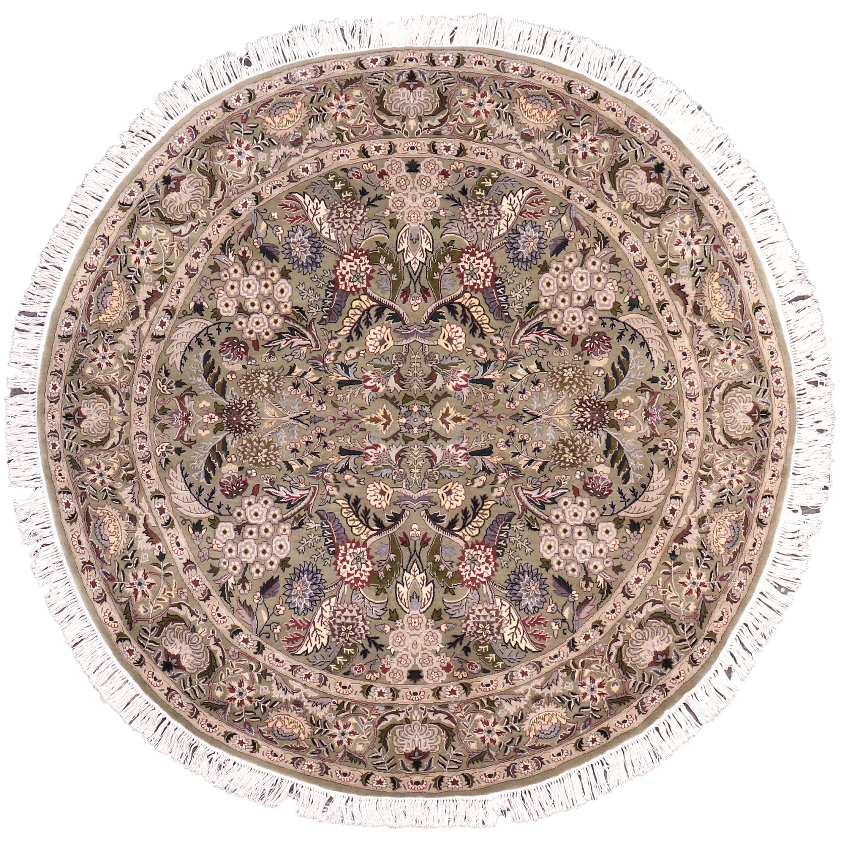 handmade Traditional Nagi Green Gray Hand Knotted ROUND 100% WOOL area rug 6' x 6'