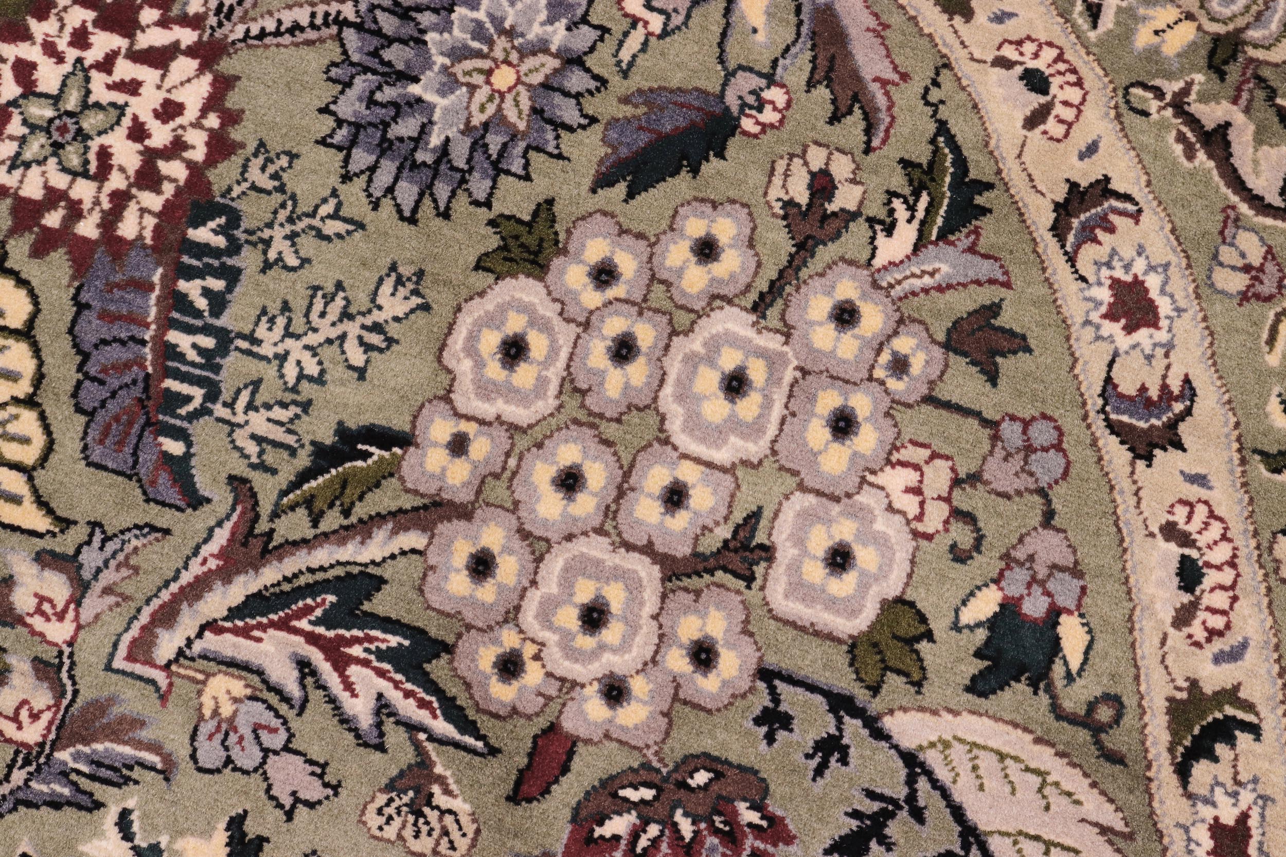 handmade Traditional Nagi Green Gray Hand Knotted ROUND 100% WOOL area rug 6' x 6'