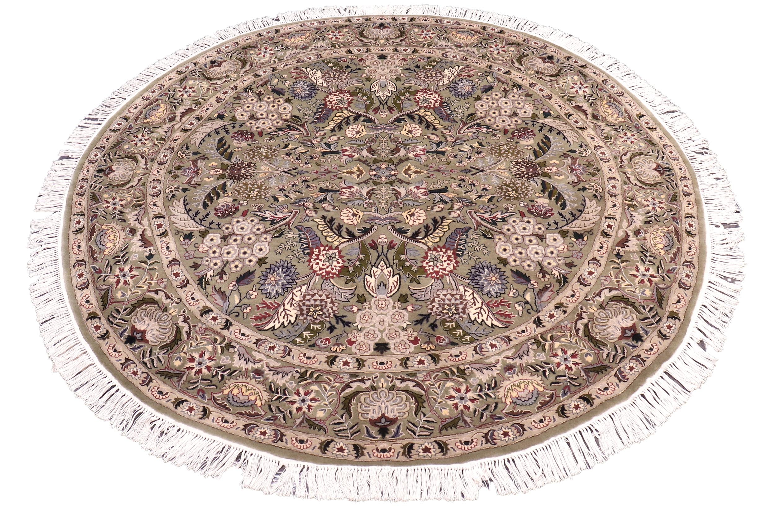 handmade Traditional Nagi Green Gray Hand Knotted ROUND 100% WOOL area rug 6' x 6'