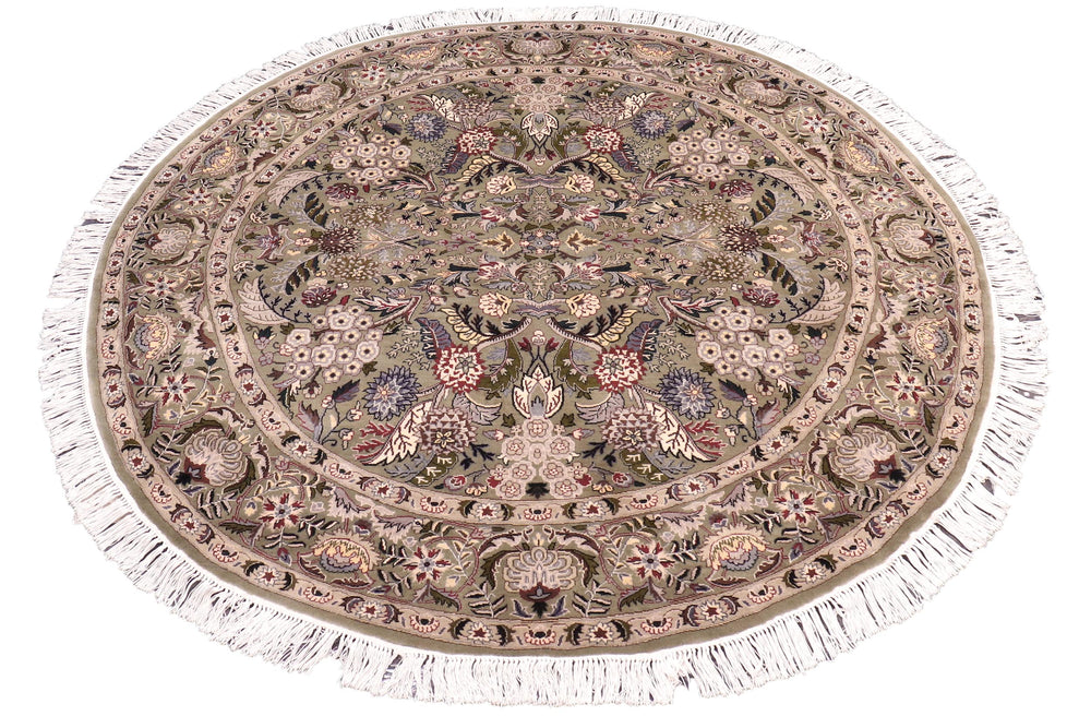 handmade Traditional Nagi Green Gray Hand Knotted ROUND 100% WOOL area rug 6'x6'