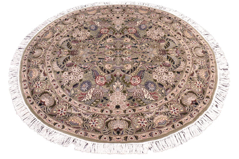 handmade Traditional Nagi Green Gray Hand Knotted ROUND 100% WOOL area rug 6' x 6'