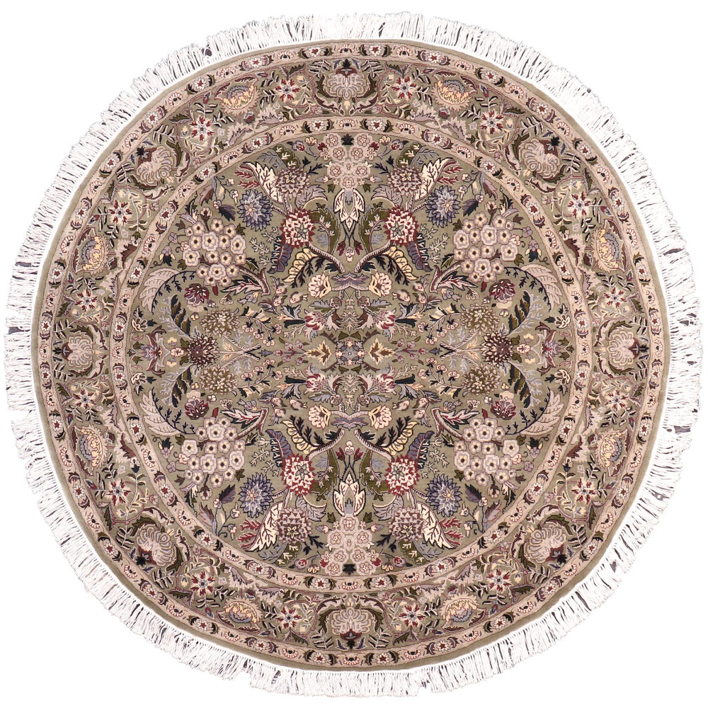 handmade Traditional Nagi Green Gray Hand Knotted ROUND 100% WOOL area rug 6'x6'
