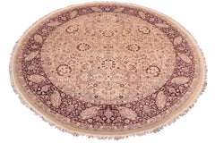 handmade Traditional Round Kashan Gold Red Hand Knotted ROUND 100% WOOL area rug 8' x 8'