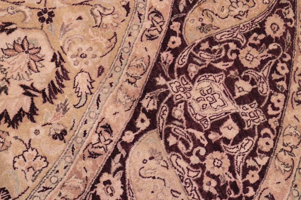 handmade Traditional Round Kashan Gold Red Hand Knotted ROUND 100% WOOL area rug 8' x 8'