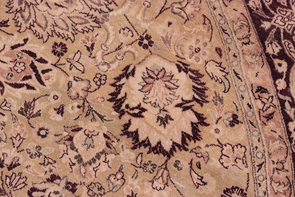 handmade Traditional Round Kashan Gold Red Hand Knotted ROUND 100% WOOL area rug 8' x 8'