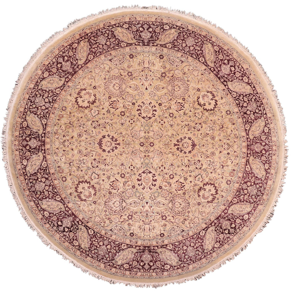 handmade Traditional Round Kashan Gold Red Hand Knotted ROUND 100% WOOL area rug 8' x 8'