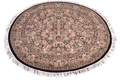handmade Traditional Rimjim Black Grey Hand Knotted ROUND 100% WOOL area rug 8'x8'