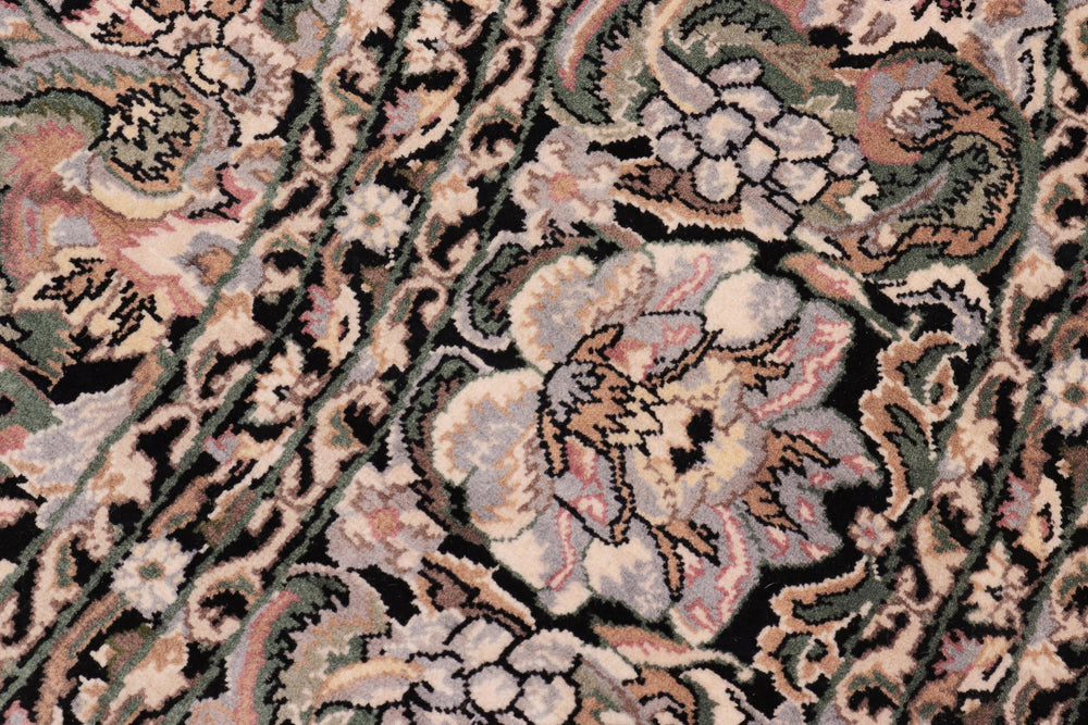 handmade Traditional Rimjim Black Grey Hand Knotted ROUND 100% WOOL area rug 8'x8'