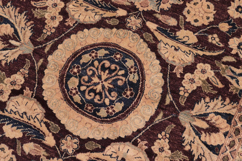 handmade Traditional Round Agra Tabriz Red Blue Hand Knotted ROUND 100% WOOL area rug 8' x 8'