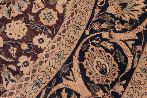 handmade Traditional Round Agra Tabriz Red Blue Hand Knotted ROUND 100% WOOL area rug 8' x 8'