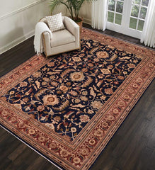 handmade Traditional Kafkaz Blue Rust Hand Knotted RECTANGLE 100% WOOL area rug 13 x 16