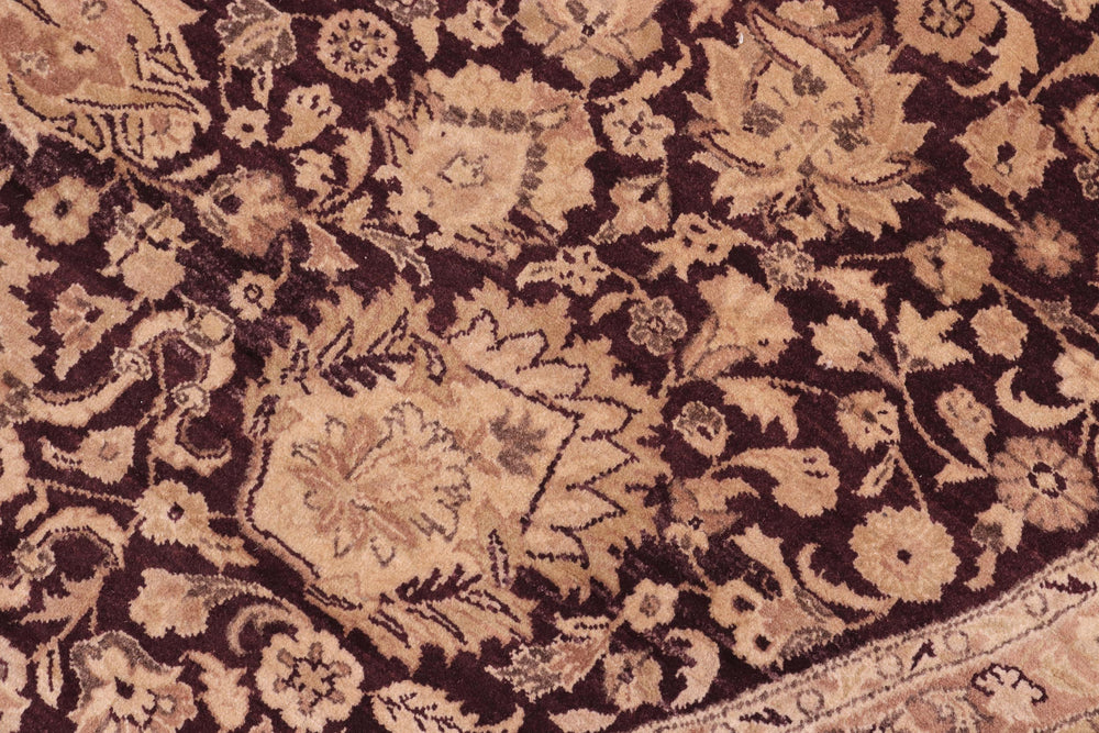 handmade Traditional Round Kashan Red Brown Hand Knotted ROUND 100% WOOL area rug 8' x 8'