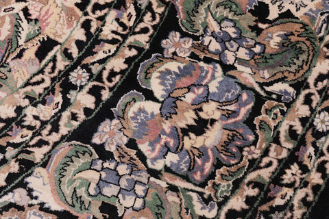 handmade Traditional Rasmi Romal Black Gray Hand Knotted ROUND 100% WOOL area rug 9' x 9'
