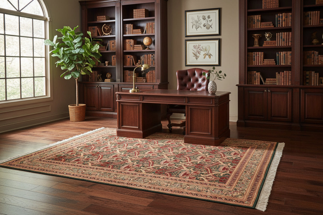handmade Transitional Hamjolie Green Gold Hand Knotted RECTANGLE 100% WOOL area rug 5x8