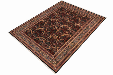 handmade Transitional Hamjolie Green Gold Hand Knotted RECTANGLE 100% WOOL area rug 5x8