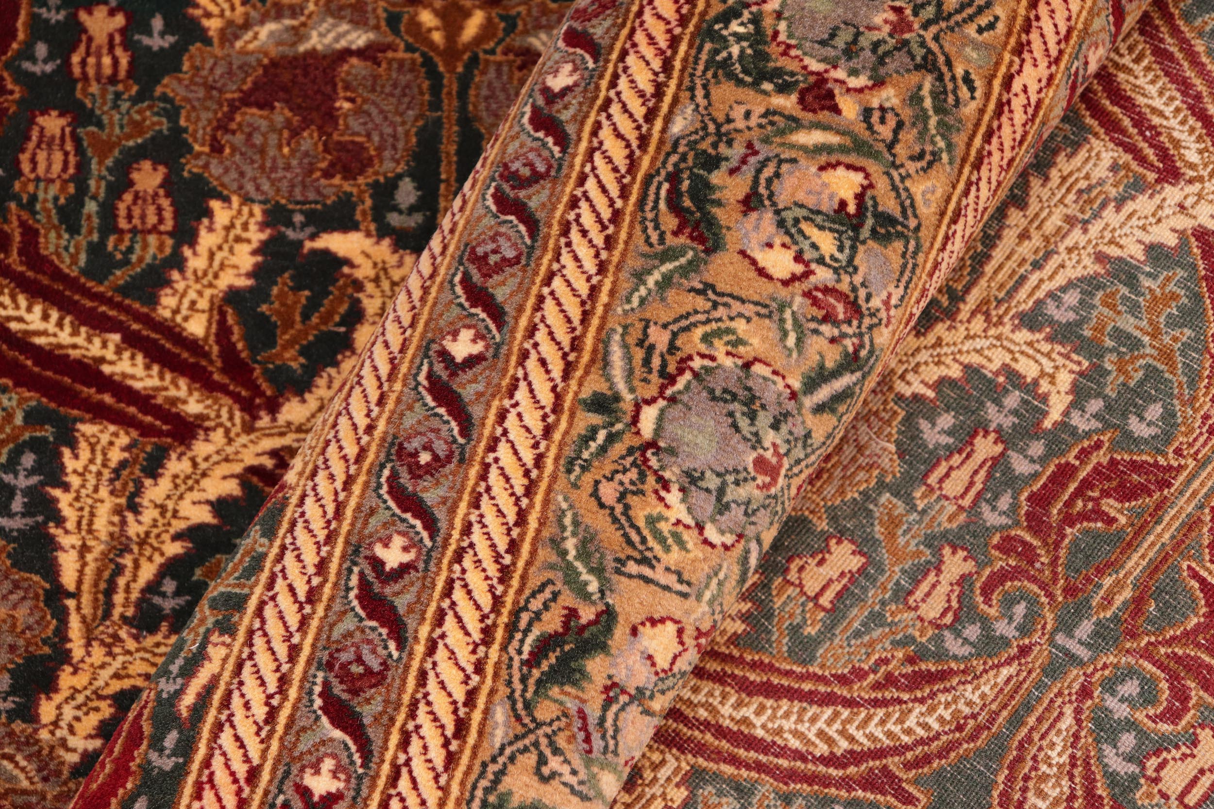 handmade Transitional Hamjolie Green Gold Hand Knotted RECTANGLE 100% WOOL area rug 5x8