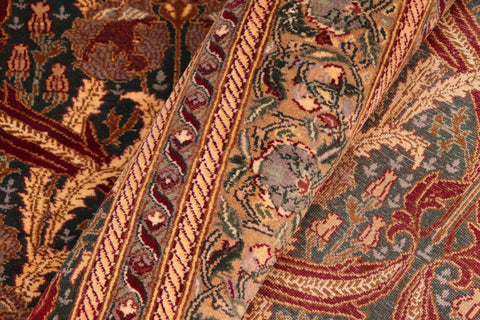 handmade Transitional Hamjolie Green Gold Hand Knotted RECTANGLE 100% WOOL area rug 5x8