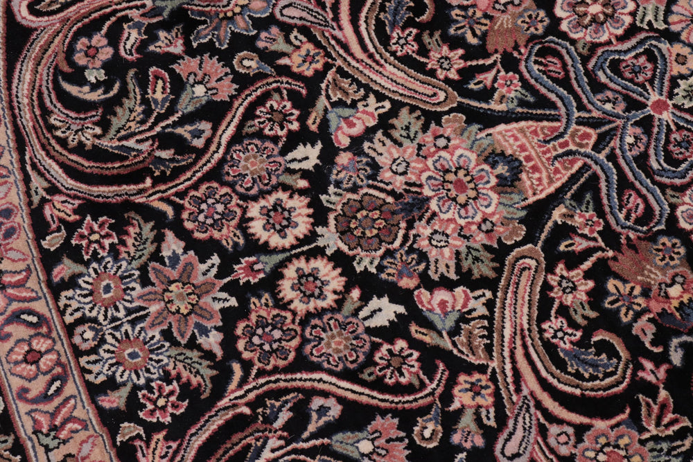 handmade Traditional Kashan Black Pink Hand Knotted ROUND 100% WOOL area rug 8'x8'