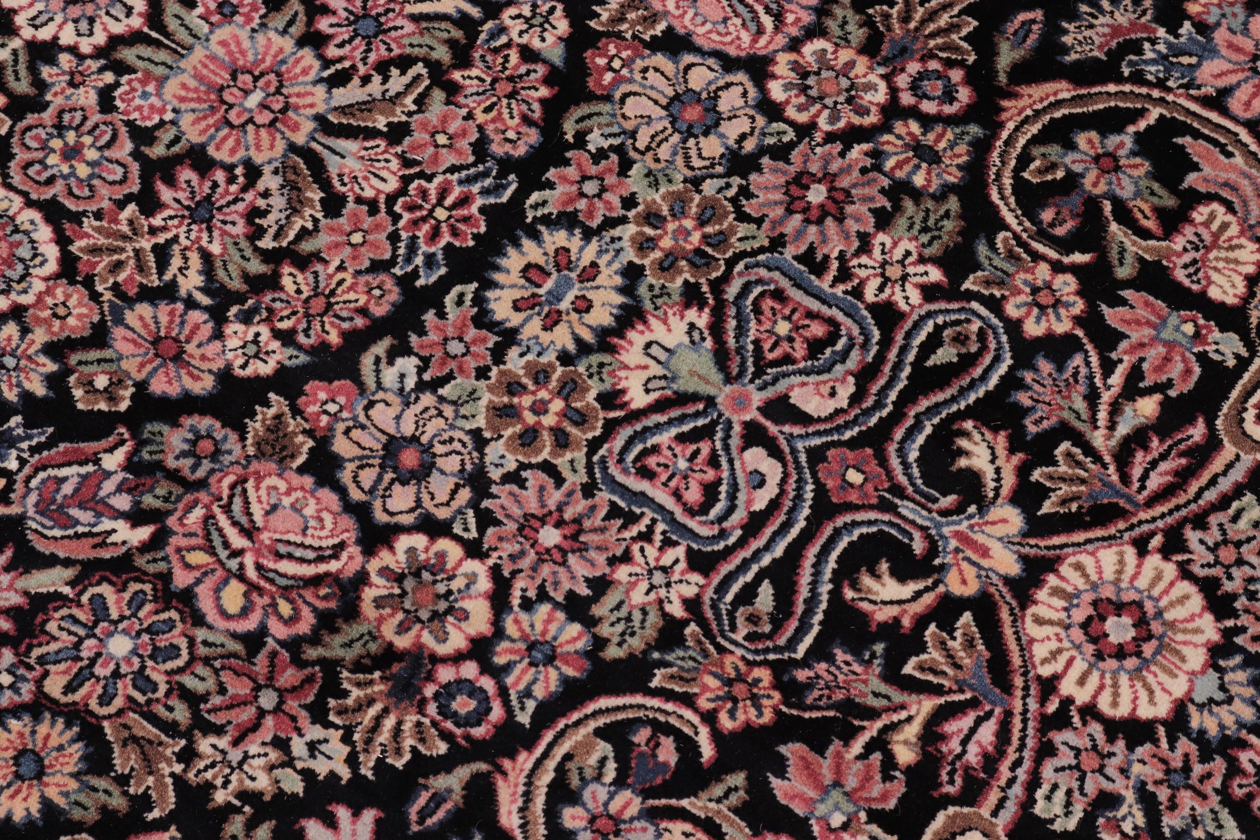 handmade Traditional Kashan Black Pink Hand Knotted ROUND 100% WOOL area rug 8' x 8'