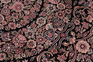 handmade Traditional Kashan Black Pink Hand Knotted ROUND 100% WOOL area rug 8'x8'