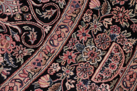 handmade Traditional Kashan Black Pink Hand Knotted ROUND 100% WOOL area rug 8' x 8'
