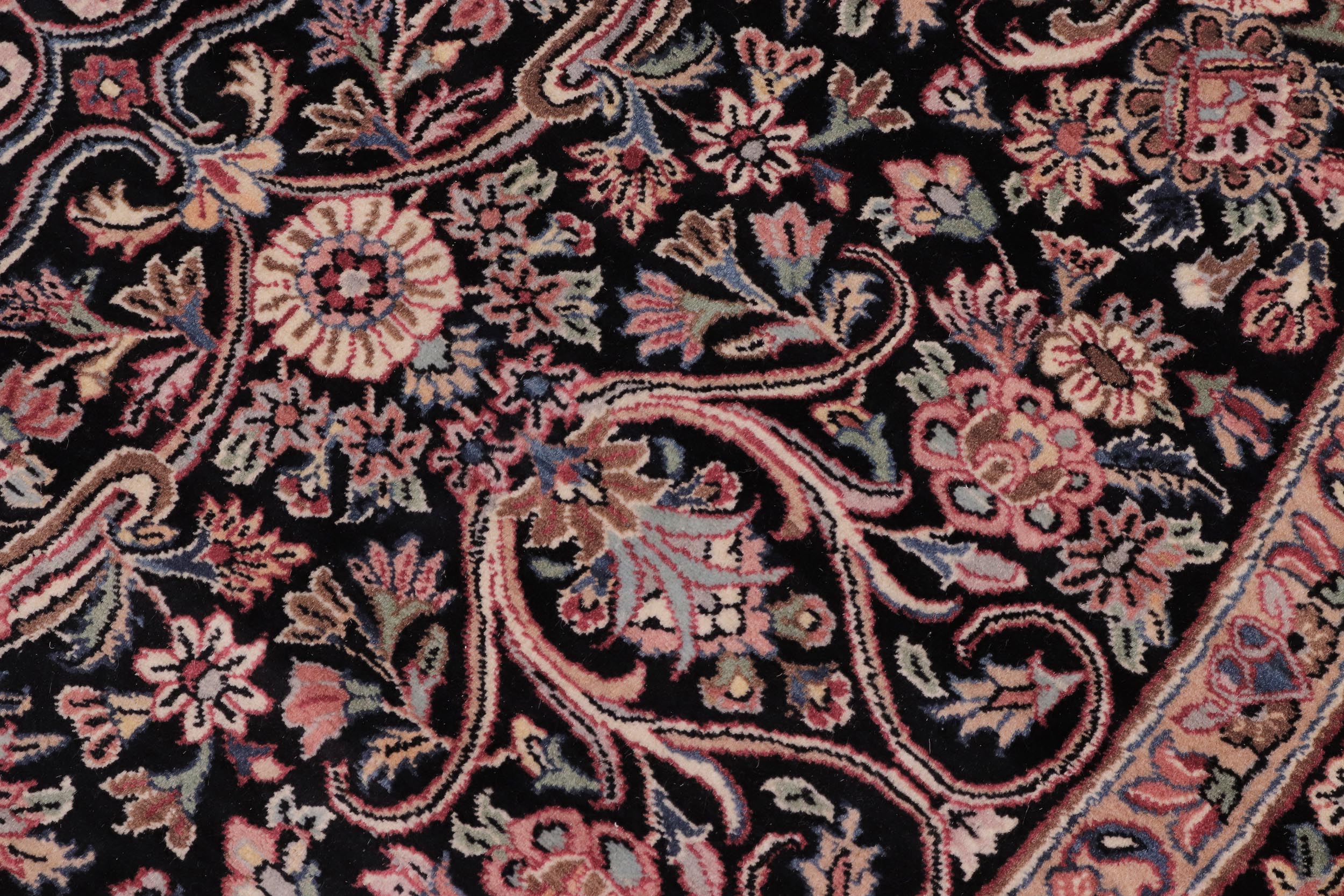 handmade Traditional Kashan Black Pink Hand Knotted ROUND 100% WOOL area rug 8' x 8'