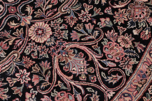 handmade Traditional Kashan Black Pink Hand Knotted ROUND 100% WOOL area rug 8'x8'