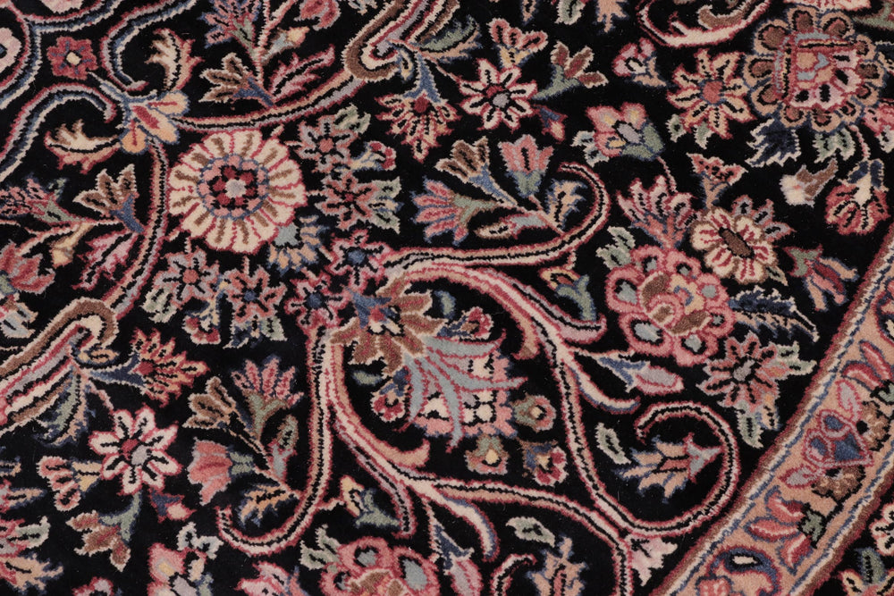 handmade Traditional Kashan Black Pink Hand Knotted ROUND 100% WOOL area rug 8'x8'